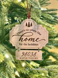 Home for the Holidays ornament (any town/zip)